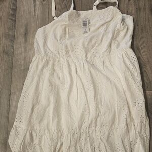 Elegant Cream Eyelet Midi Dress